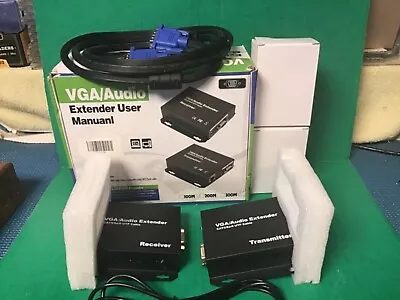 VGA Audio Extender Transmit Video Over Cat5E Cat6 Ethernet Cable • $29.99