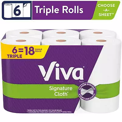 Viva Signature Cloth Paper Towels 6 Triple Rolls 141 Sheets Per Roll  • $17.78