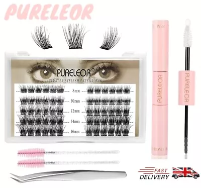 PURELEOR Cluster Lash Extensions Individual Eyelash C Curl New Natural Eyelash  • £4.99