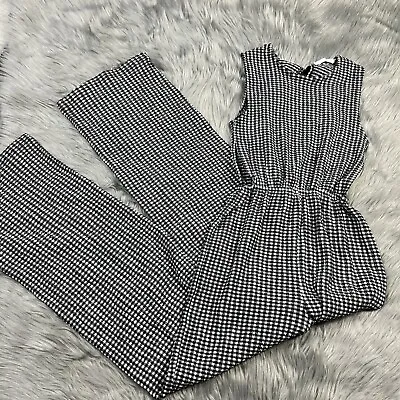 Zara Girls Size 13-14 Black White Textured Side Cut Out Jumpsuit • $25