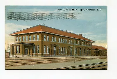 Postcard New C. M. & ST. P. Railroad Depot ABERDEEN South Dakota SD 1918 • $3.99