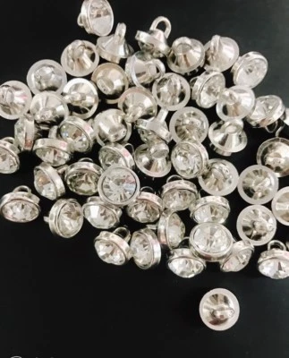 $4.99 • Buy 20 Rhinestone Silver Rim Bicone Sewing Shank Button 10mm/trim/craft/elegant Sb65