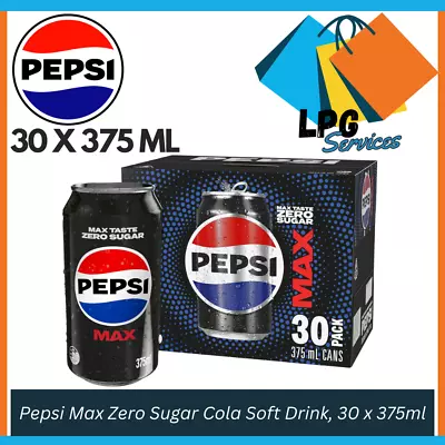 Pepsi Max Cola Soft Drink 30 X 375ml FREE SHIPPING AU • $30.55