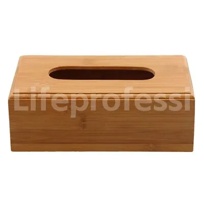 $14.55 • Buy Natural Bamboo Tissue Cover Wood Color Storage Box Napkins Toilet Paper