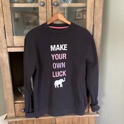 Ivory Ella Black Make Your Own Luck Sweat Shirt Top Size S • $29.98