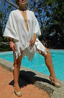 $45 • Buy VINTAGE Yves Rocher 1970s- 80s Original Hippie Fringed Retro Poncho/Shawl
