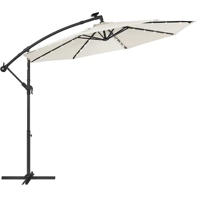 $153.63 • Buy SONGMICS 3m Patio Umbrella With Solar-Powered LED Lights Beige