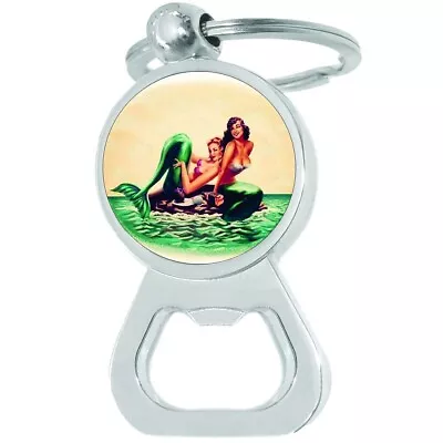 Vintage Mermaids Bottle Opener Keychain - Metal Beer Bar Tool Key Ring • $15.88