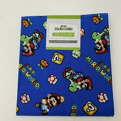 Nintendo Super Mario World Video Game Fabric FQ Fat Quarter 18 X 22 100% Cotton • $3.69