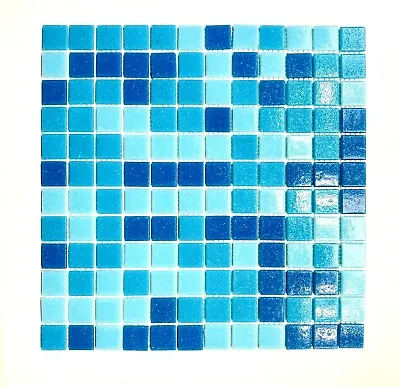 1x1 Pool Blue Spa Navy Mix Glass Mosaic Wall And Floor Tile Pool Backsplash • $14.89