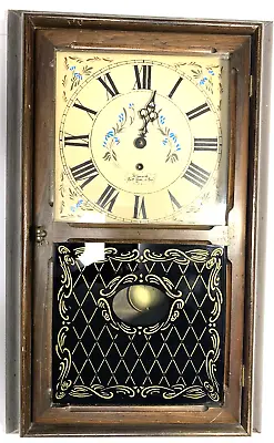 Antique Wall Clock Fall River Mass. WEURSCH CLOCK MOVEMENT 24X15  • $29.50