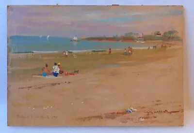 Vintage Original Painting By Wayne Morrell Rockport MA Front Beach 7 X 10  P2124 • $550