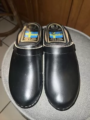 Moheda Leather Wooden Clogs Made In Sweden SZ EU 42 / / US 10.5 Black • $79