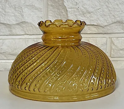 Vintage GWTW 10  Fitter Amber Swirl Hurricane Oil Or Electric Glass Lamp Shade • $65