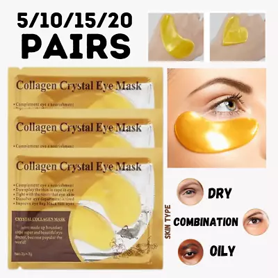 5/10/20 Pair  Under Eye Crystal Collagen Gel Pad  Face Mask Anti Aging Wrinkle • £2.99