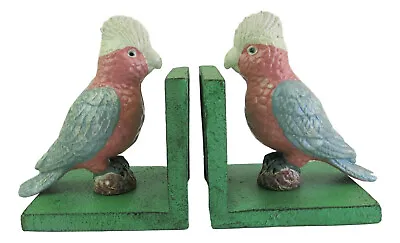 Galah Bird Bookends Green Base - Cast Iron Aged Appearance • $95