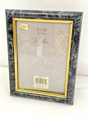  Designer Frame For 5x7  Picture Black Marble Design With Gold Accent • $4.79