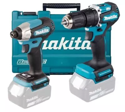 Makita 18v LXT Brushless DHP487Z Combi Drill + DTD157Z Impact Driver In Case • £127.99