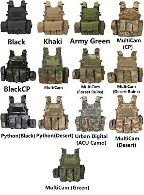 Full Set Tactical Military Vest Molle Combat Assault Plate Carrier For Paintball • £35.99