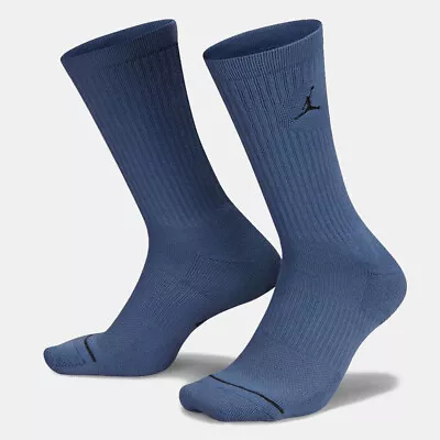 Nike Jordan Everyday Crew Socks Mens 3 Pairs Blue Multi Size Sportswear • $37.99