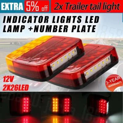 2x Square Led Stop Indicator Trailer Tail Lights Truck Caravan Lamp Number Light • $13.95