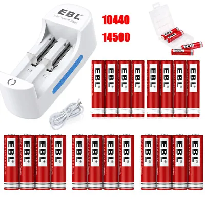 Lot EBL 3.7V 14500 10440 Li-ion Rechargeable Batteries For Flashlight / Charger • $12.79