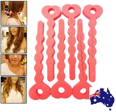  Sponge Hair Curler Roller Strip Heat Less Roll Style 6pcs Soft Magic Tool • $6.81