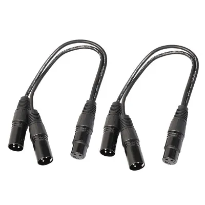 2X XLR 3Pin Female To 2 XLR Male Y Splitter Cable Adapter Converter Cord 1ft • £11.28