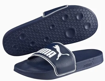 $40.40 • Buy Puma LeadCat Slides Sliders Shower Sandals Beach Pool Blue / White 360263-02 UK6