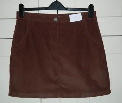 Ladies Short Brown Needlecord Skirt By Papaya Size UK 14 - New With Tags • £8.99