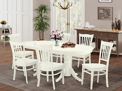 7pc Vancouver Dining Room Set Oval Table + 6 Groton Dining Chairs In Off-white • $995