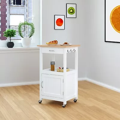 EHemco Kitchen Island Cart On Wheels Natural Solid Hardwood Top (Collectible) • $74.99