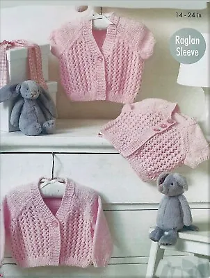 Baby Raglan Knitting Pattern In DKfit 14-24  Inc Prem C63 • £3.45