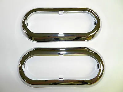 (2) 6  CHROME Rings For Trailer Truck LED Surface Mount Oval Tail Light Bezels • $6.99