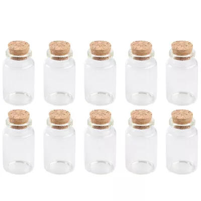 10 Clear Glass Bottles With Cork Stoppers - 90ml Capacity • £19.25