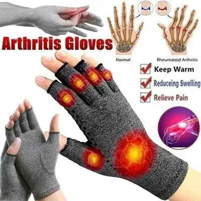 2PCS Anti Arthritis Gloves Hand Support Pain Relief Finger Compression Therapy • £3.60