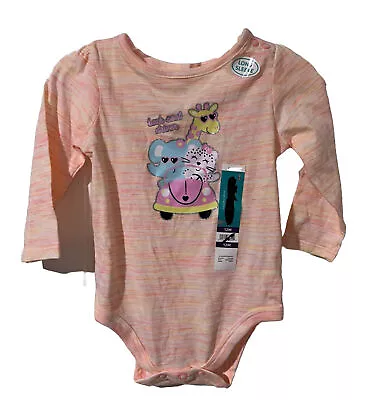 Garanimals Baby Girl Long Sleeve Graphic Bodysuit Ribbed Crewneck Peach 12 Month • $8