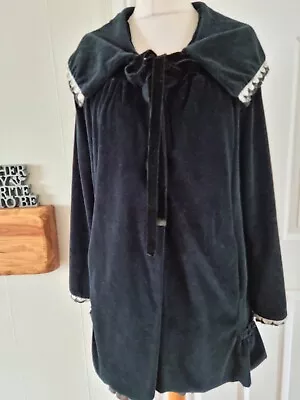 Repeat Stunning Black Velvet Edwardian Style Jacket Uk Med Steampunk Vintage  • £29.99