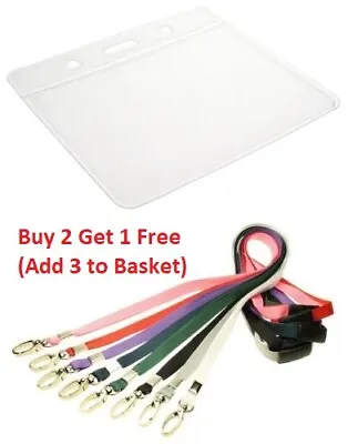£2.45 • Buy Flexible Plastic ID Card Badge Holder & ID Soft Neck Lanyard With Metal Clip