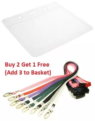 Flexible Plastic ID Card Badge Holder & ID Soft Neck Lanyard With Metal Clip • £2.65