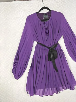 £15.99 • Buy Purple Chiffon Micro Pleat Mini Dress Size XL 