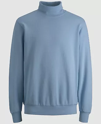 $70 Jack & Jones Men's Blue Graphic High-Neck Long-Sleeve Sweater Sweatshirt L • $19.98