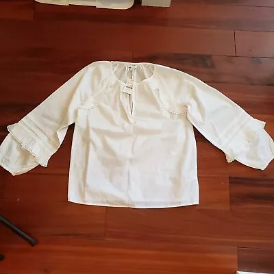 J. Crew Women's Ruffle-Trim Peasant Blouse White Size XXS NEW • $15