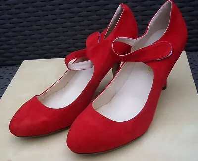 Loslandifen Red Faux Suede Stilleto Strap Shoes  Size 40 6.5 • £19.09