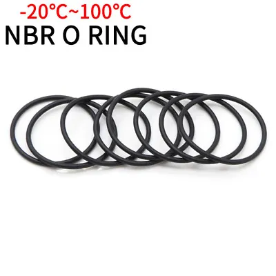 Metric 2mm Cross Section Black O-Ring Seal NBR Nitrile Rubber Gasket 8mm-80mm OD • £1.19