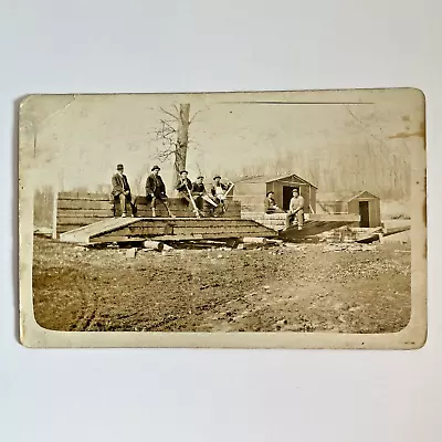 Old Antique Vintage 1920s Post Card Group Of 7 Men Building Pontoons Working • $38.99