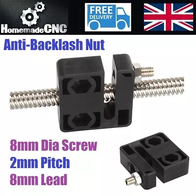 Anti-Backlash Nut Block Acme Leadscrew 8mm Dia 2mm Pitch 8mm Lead CNC 3D Printer • £4.49