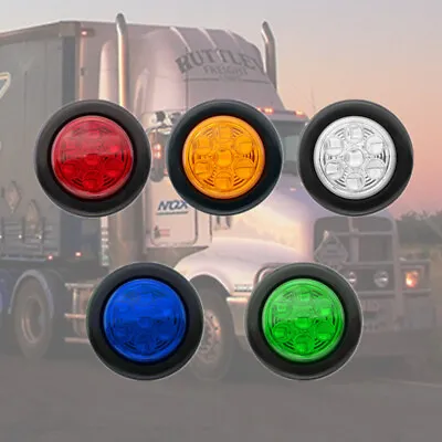 2  Inch Round 7 LED Side Marker Clearance Lights Truck Trailer RV LampAmber/Red • $9.99