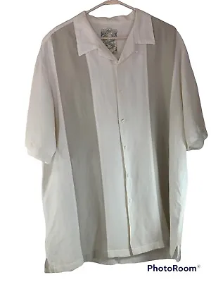 Paradise Collection Button Down Shirt Mens Large Ivory Short Sleeve • $10.98