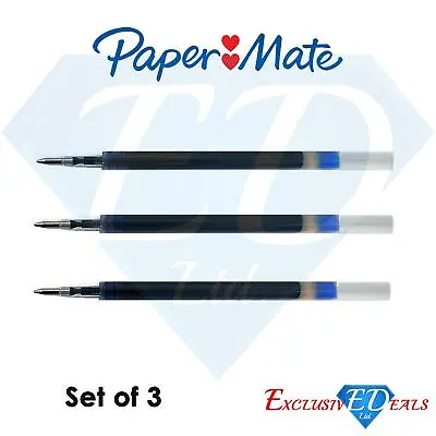 £2.95 • Buy 3 X Paper Mate InkJoy Blue Pen Refill 0.7mm Medium Tip Nib